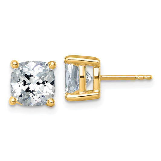 14k Yellow Gold 14k 5 carat Certified Lab Grown Diamond VS/SI+ G+ Cushion Complete Solitare Stud Post Earrings