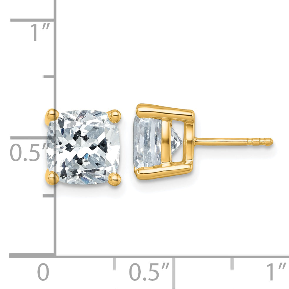 14k Yellow Gold 6 ctw Certified Lab Grown Diamond VS/SI+ G+ Cushion 4 Prong Heavy Wt. Stud Earrings