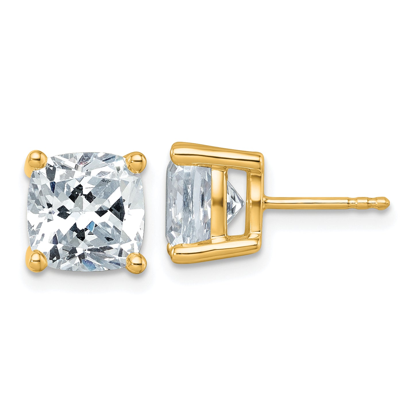 14k Yellow Gold 6 ctw Certified Lab Grown Diamond VS/SI+ G+ Cushion 4 Prong Heavy Wt. Stud Earrings