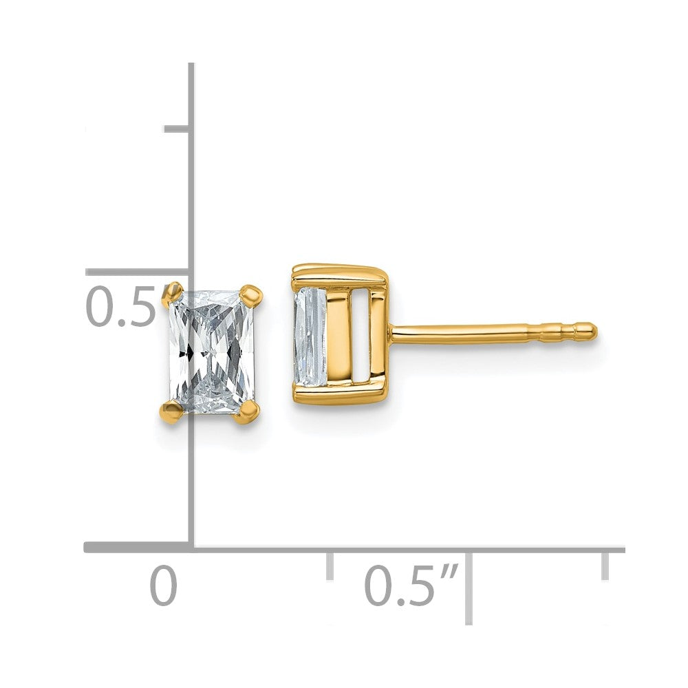 14k Yellow Gold 1 Ct. Certified Lab Grown Diamond VS/SI+ G+ Radiant Complete Solitare Stud Post Earrings