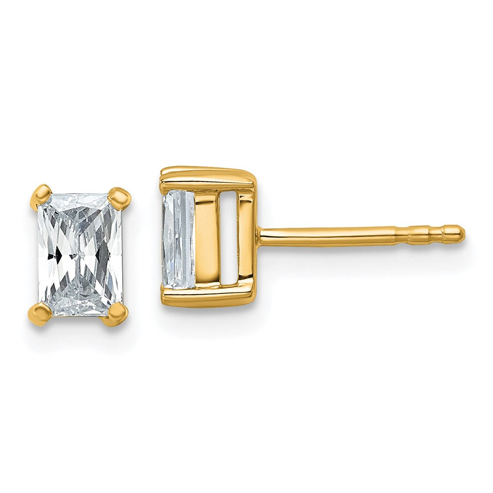 14k Yellow Gold 1 Ct. Certified Lab Grown Diamond VS/SI+ G+ Radiant Complete Solitare Stud Post Earrings