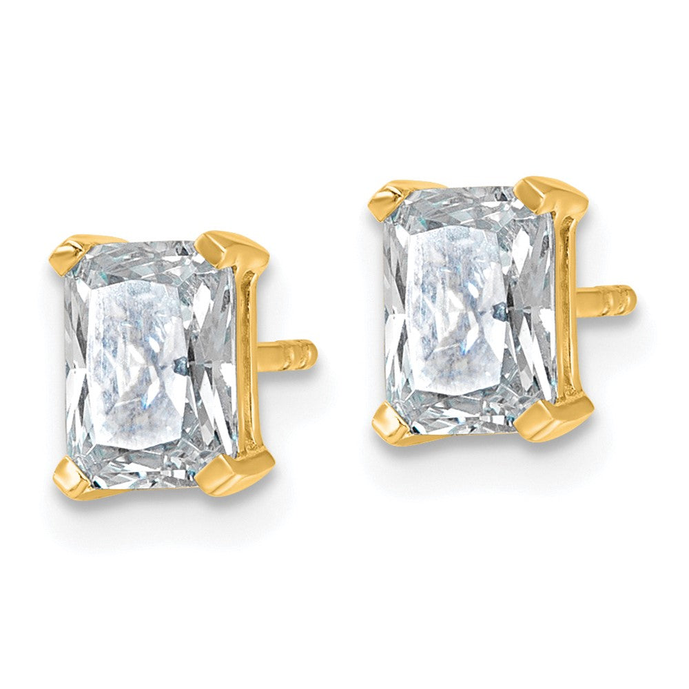 14k Yellow Gold 1 1/2 Ct. Certified Lab Grown Diamond VS/SI+ G+ Radiant Complete Solitare Stud Post Earrings