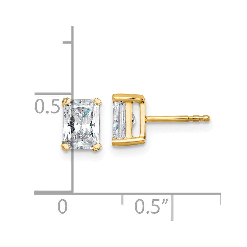 14k Yellow Gold 1 1/2 Ct. Certified Lab Grown Diamond VS/SI+ G+ Radiant Complete Solitare Stud Post Earrings