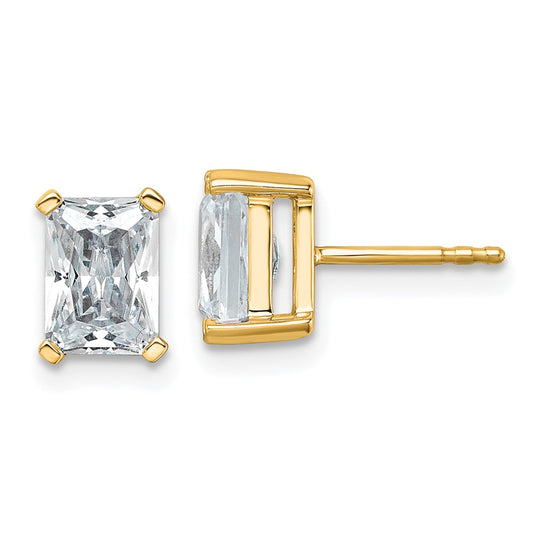 14k Yellow Gold 14k 3 carat Certified Lab Grown Diamond VS/SI+ G+ Radiant Complete Solitare Stud Post Earrings