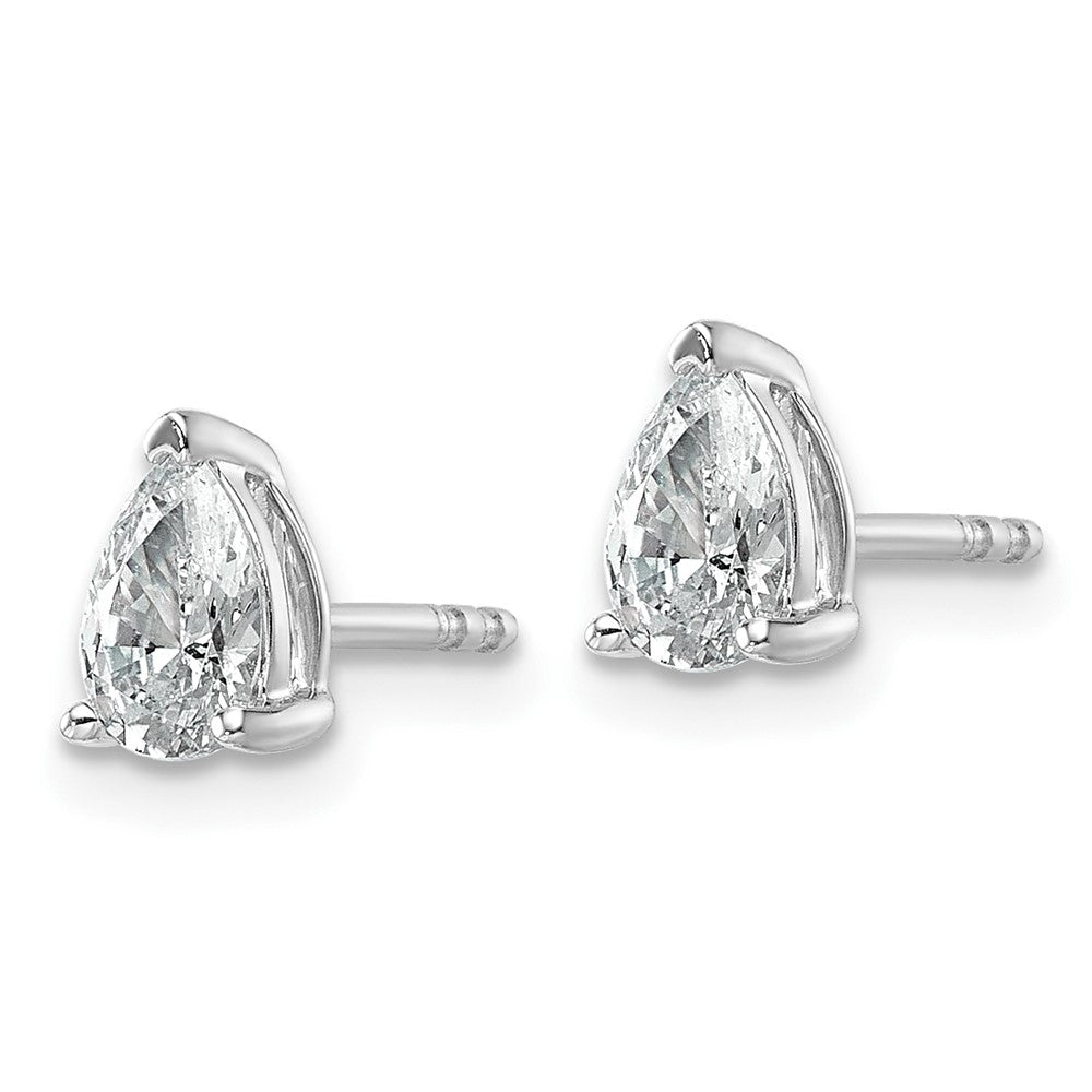 14k White Gold 3/4 Ct. Lab Grown Diamond VS/SI+ G+ Pear Complete Stud Post Earrings