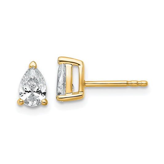 14k Yellow Gold 14k 3/4 carat Lab Grown Diamond VS/SI+ G+ Pear Complete Stud Post Earrings