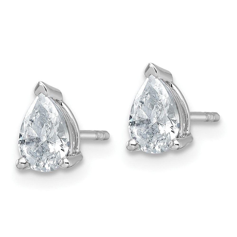 14k White Gold 1 carat Lab Grown Diamond VS/SI+ G+ Pear Complete Stud Post Earrings