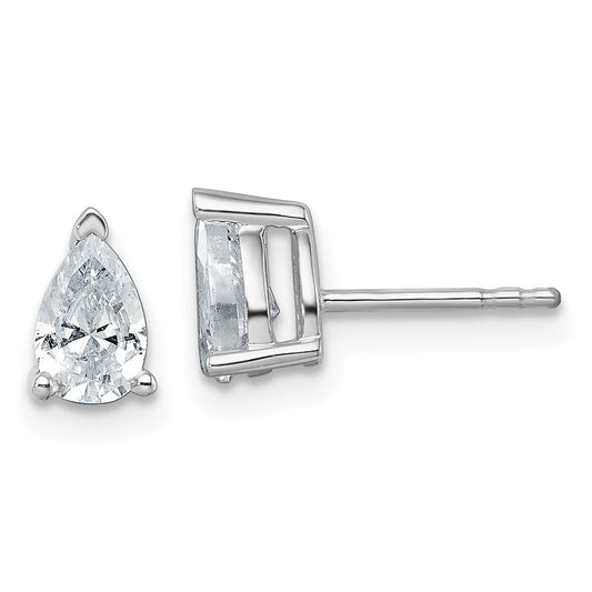 14k White Gold 1 carat Lab Grown Diamond VS/SI+ G+ Pear Complete Stud Post Earrings