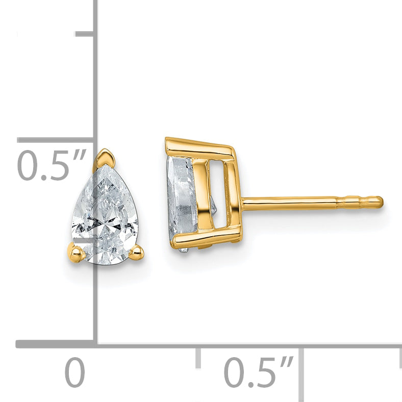 14k Yellow Gold 1 ctw Lab Grown Diamond VS/SI+ G+ Pear 4 Prong Heavy Wt. Stud Earrings