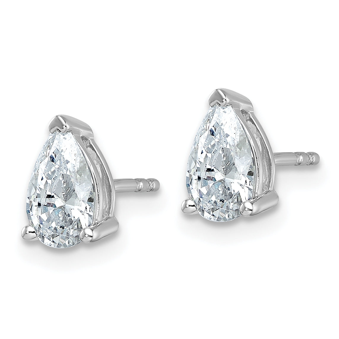 14k White Gold 1 1/2 ctw Lab Grown Diamond VS/SI+ G+ Pear 4 Prong Heavy Wt. Stud Earrings