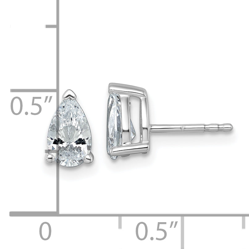 14k White Gold 1 1/2 ctw Lab Grown Diamond VS/SI+ G+ Pear 4 Prong Heavy Wt. Stud Earrings