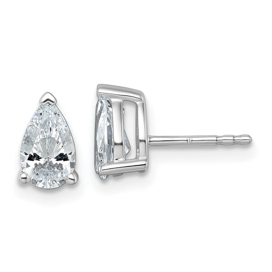 14k White Gold 1 1/2 ctw Lab Grown Diamond VS/SI+ G+ Pear 4 Prong Heavy Wt. Stud Earrings