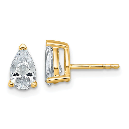 14k Yellow Gold 14k 1 1/2 carat Lab Grown Diamond VS/SI+ G+ Pear Complete Stud Post Earrings