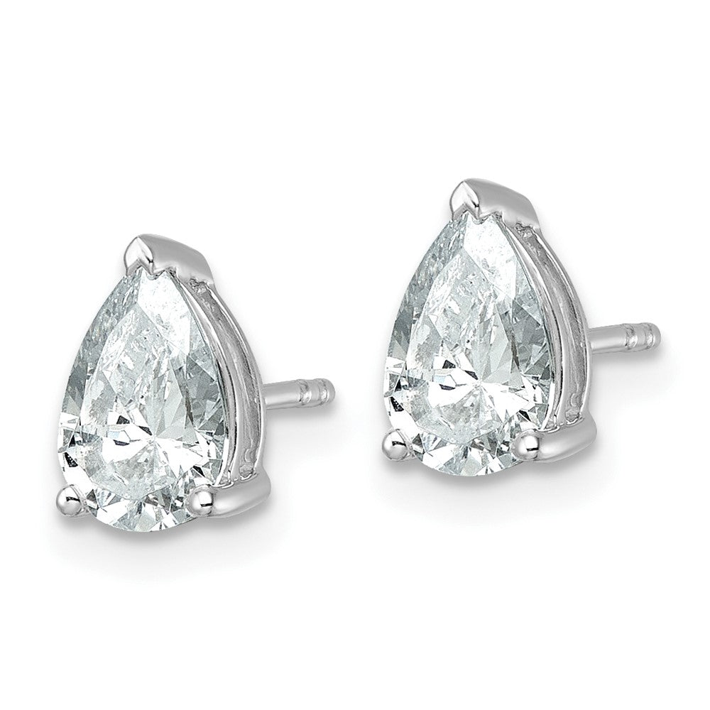 14k White Gold 2 carat Lab Grown Diamond VS/SI+ G+ Pear Complete Stud Post Earrings