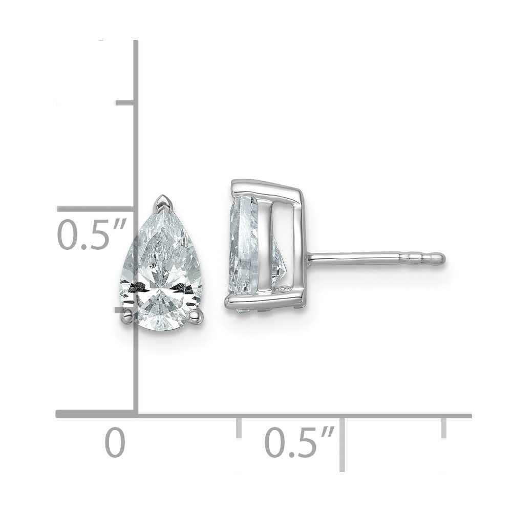 14k White Gold 2 carat Lab Grown Diamond VS/SI+ G+ Pear Complete Stud Post Earrings