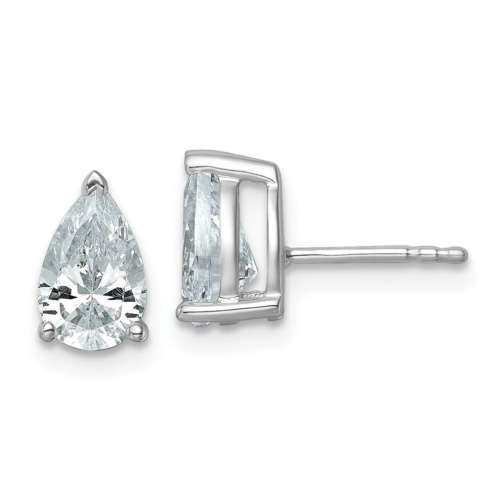 14k White Gold 2 carat Lab Grown Diamond VS/SI+ G+ Pear Complete Stud Post Earrings