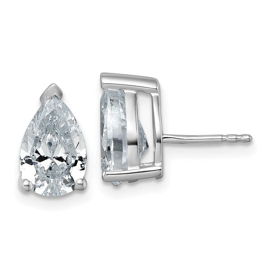 14k White Gold 4 carat Lab Grown Diamond VS/SI+ G+ Pear Complete Stud Post Earrings