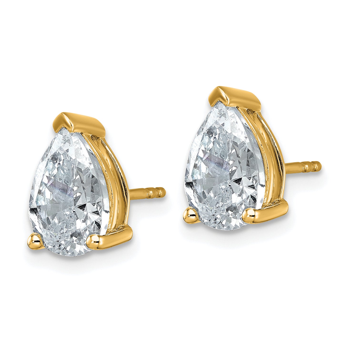 14k Yellow Gold 4 ctw Lab Grown Diamond VS/SI+ G+ Pear 4 Prong Heavy Wt. Stud Earrings