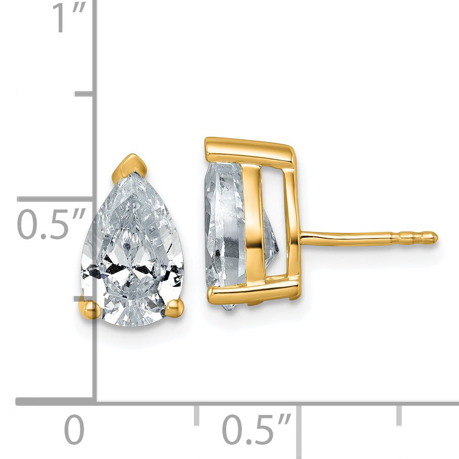 14k Yellow Gold 4 ctw Lab Grown Diamond VS/SI+ G+ Pear 4 Prong Heavy Wt. Stud Earrings