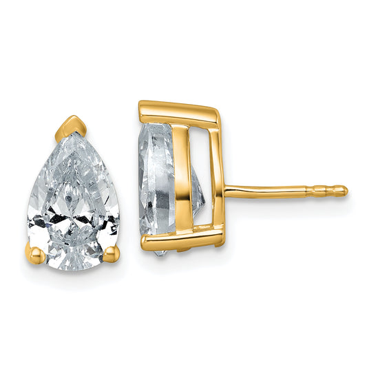 14k Yellow Gold 4 ctw Lab Grown Diamond VS/SI+ G+ Pear 4 Prong Heavy Wt. Stud Earrings