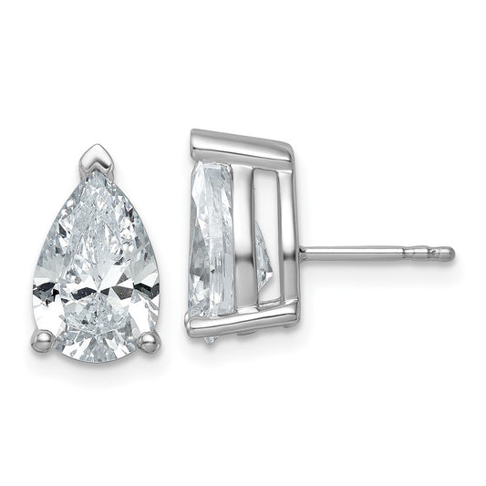 14k White Gold 5 Ct. Certified Lab Grown Diamond VS/SI+ G+ Pear Complete Stud Post Earrings