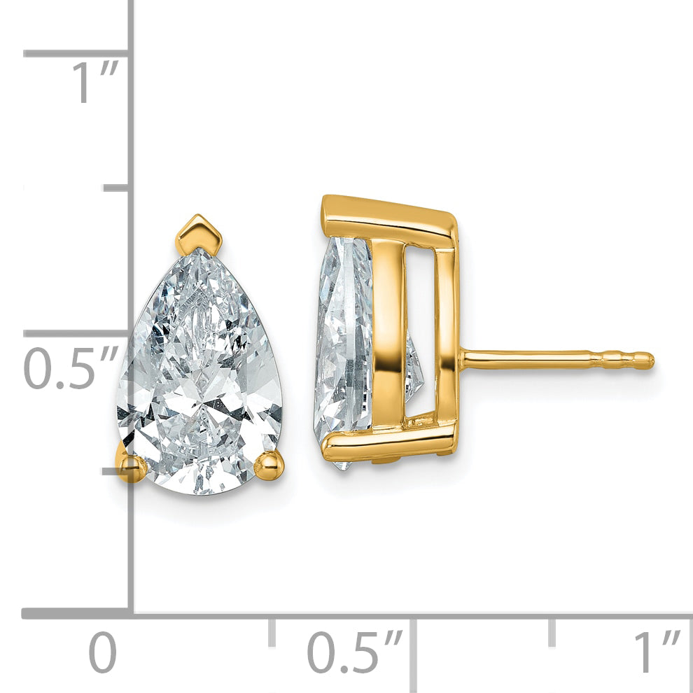 14k Yellow Gold 6 ctw Lab Grown Diamond VS/SI+ G+ Pear 4 Prong Heavy Wt. Stud Earrings