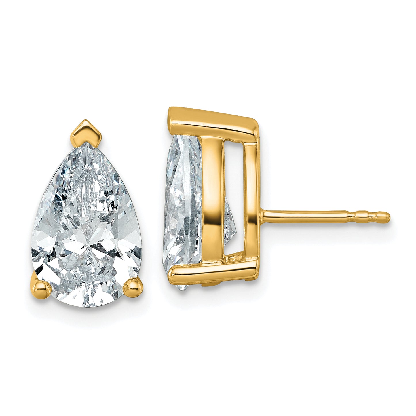 14k Yellow Gold 6 ctw Lab Grown Diamond VS/SI+ G+ Pear 4 Prong Heavy Wt. Stud Earrings