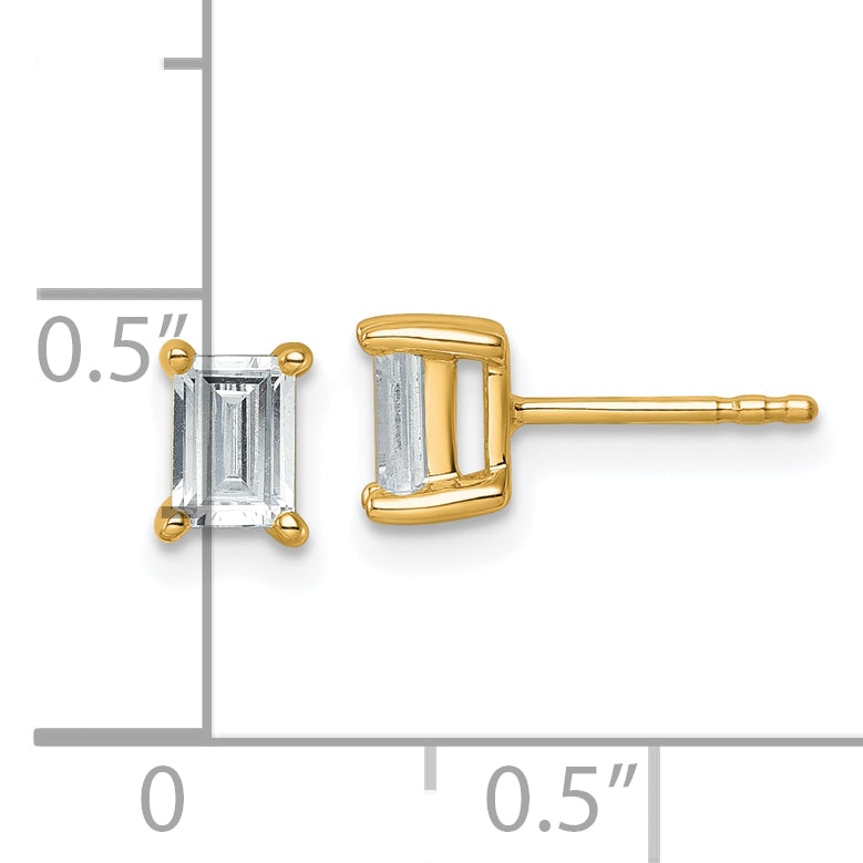 14k Yellow Gold 1 ctw Lab Grown Diamond VS/SI+ G+ Emerald 4 Prong Heavy Wt. Stud Earrings