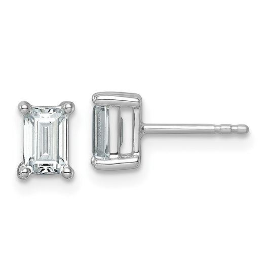 14k White Gold 1 1/2 carat Lab Grown Diamond VS/SI+ G+ Emerald Complete Solitare Stud Post Earrings