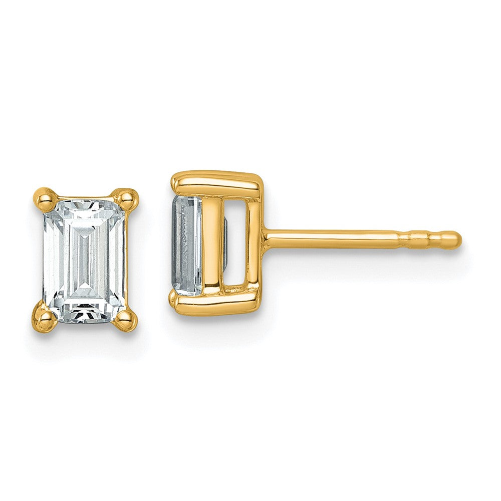 14k Yellow Gold 1 1/2 Ct. Lab Grown Diamond VS/SI+ G+ Emerald Complete Solitare Stud Post Earrings