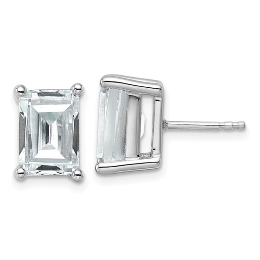 14k White Gold 6 Ct. Certified Lab Grown Diamond VS/SI+ G+ Emerald Complete Solitare Stud Post Earrings