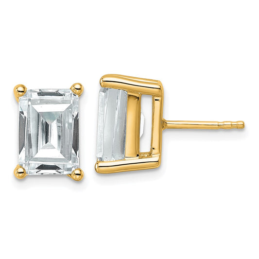 14k Yellow Gold 14k 6 carat Certified Lab Grown Diamond VS/SI+ G+ Emerald Complete Solitare Stud Post Earrings