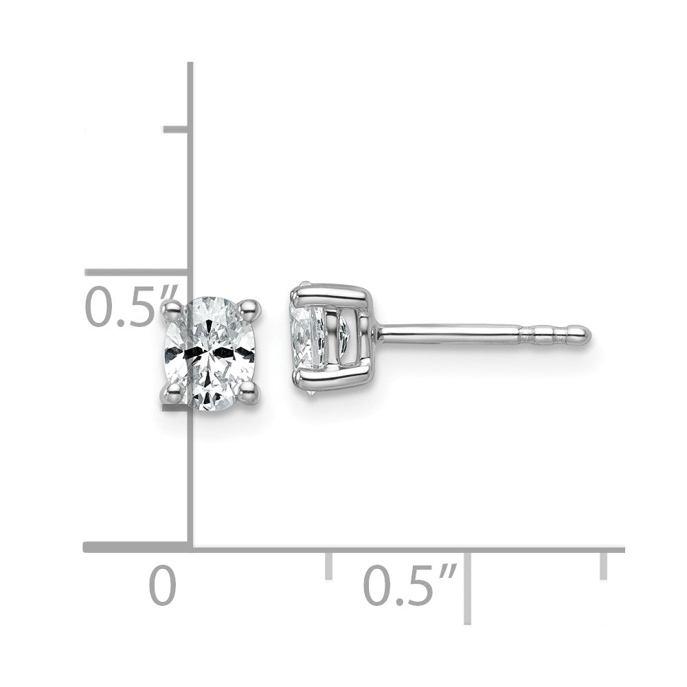 14k White Gold 1/2 Ct. Certified Lab Grown Diamond VS/SI+ G+ Oval Complete Solitare Stud Post Earrings