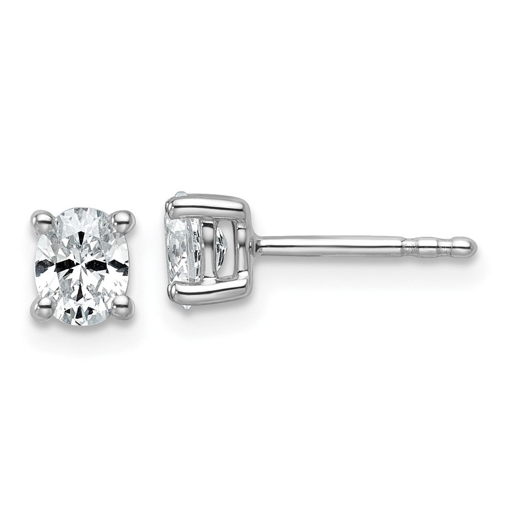 14k White Gold 1/2 Ct. Certified Lab Grown Diamond VS/SI+ G+ Oval Complete Solitare Stud Post Earrings