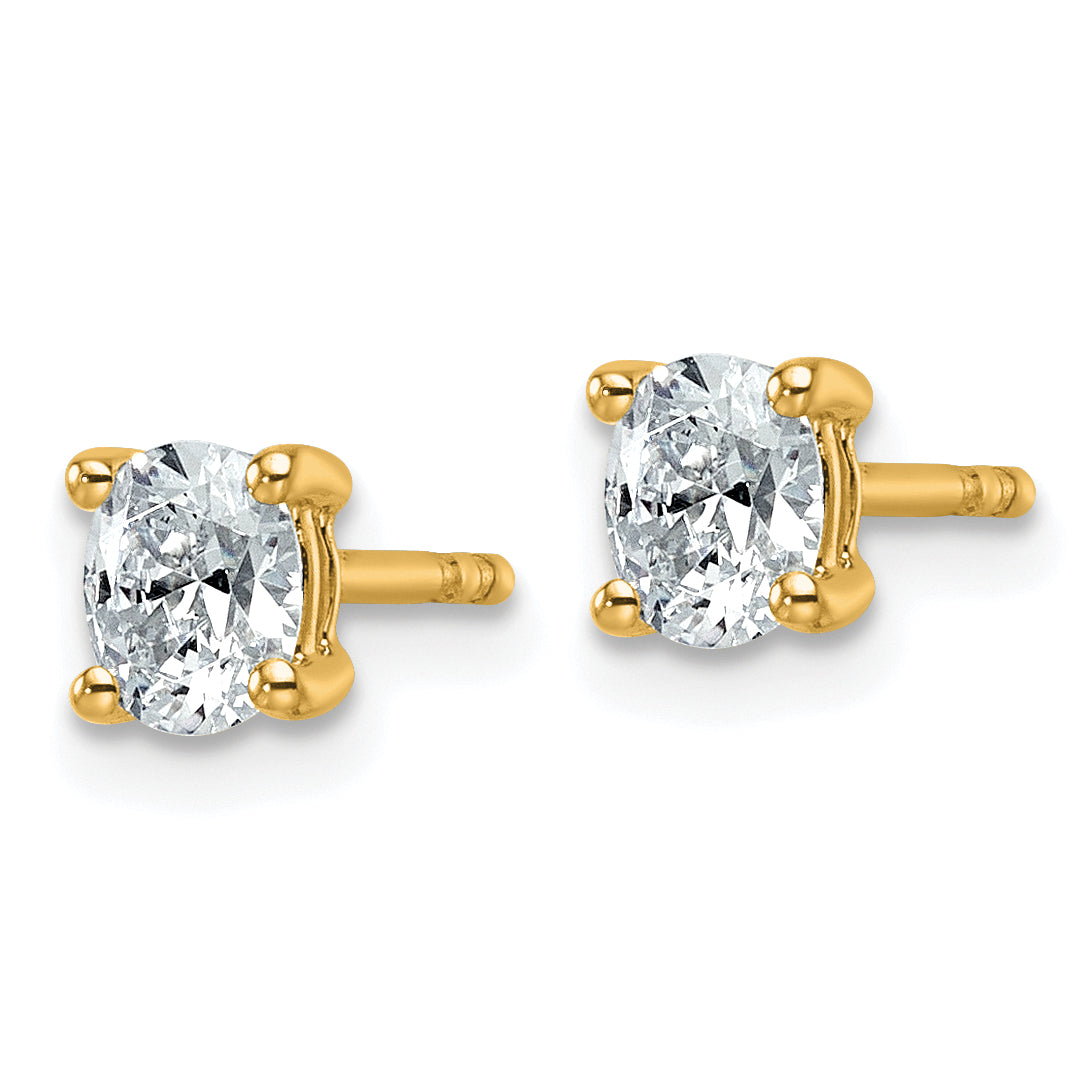 14k Yellow Gold 1/2 ctw Certified Lab Grown Diamond VS/SI+ G+ Oval 4 Prong Heavy Wt. Stud Earrings