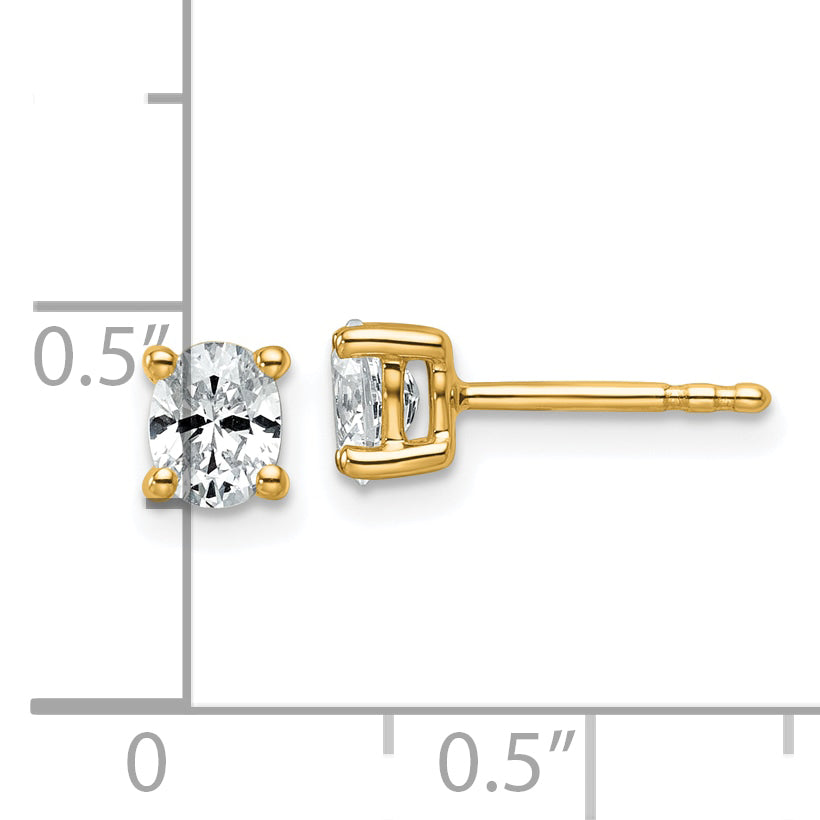 14k Yellow Gold 1/2 ctw Certified Lab Grown Diamond VS/SI+ G+ Oval 4 Prong Heavy Wt. Stud Earrings