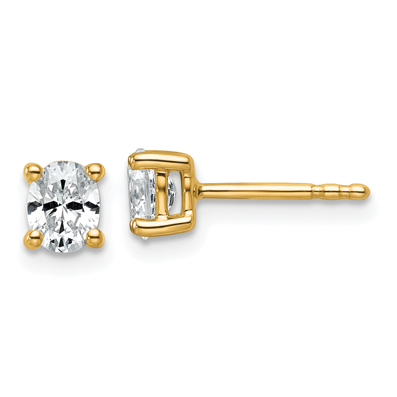 14k Yellow Gold 1/2 ctw Certified Lab Grown Diamond VS/SI+ G+ Oval 4 Prong Heavy Wt. Stud Earrings