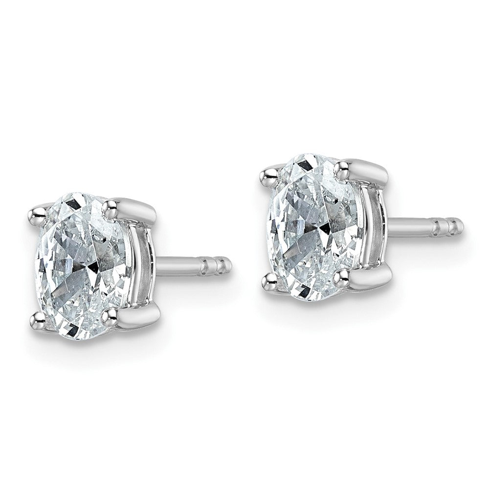 14k White Gold 1 Ct. Lab Grown Diamond VS/SI+ G+ Oval Complete Solitare Stud Post Earrings