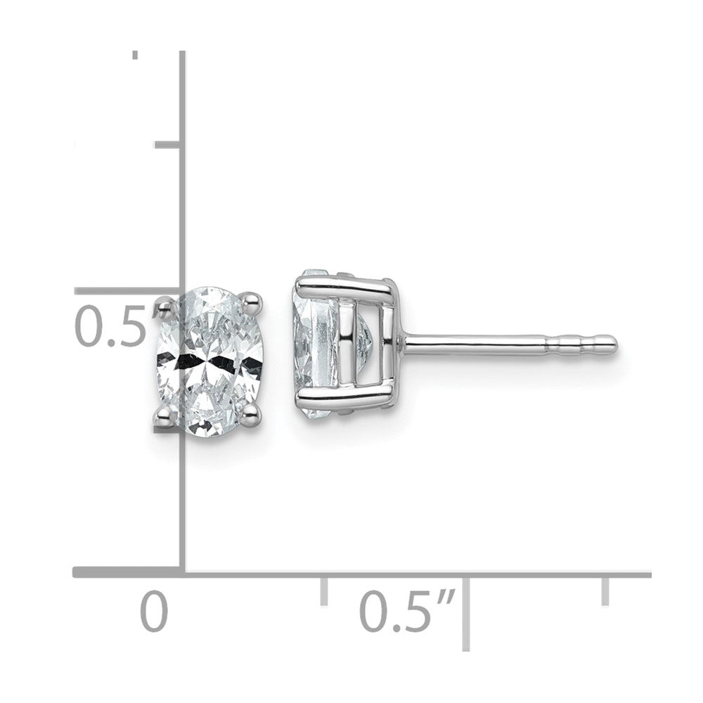 14k White Gold 1 Ct. Lab Grown Diamond VS/SI+ G+ Oval Complete Solitare Stud Post Earrings