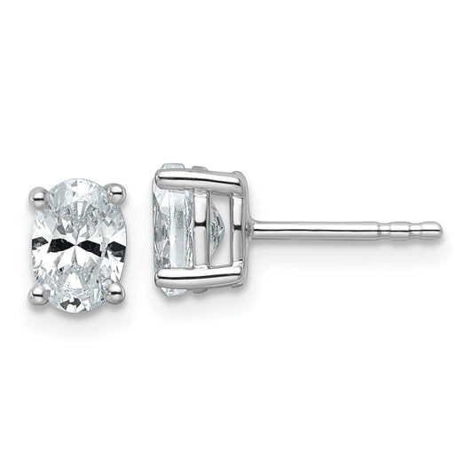 14k White Gold 1 carat Certified Lab Grown Diamond VS/SI+ G+ Oval Complete Solitare Stud Post Earrings