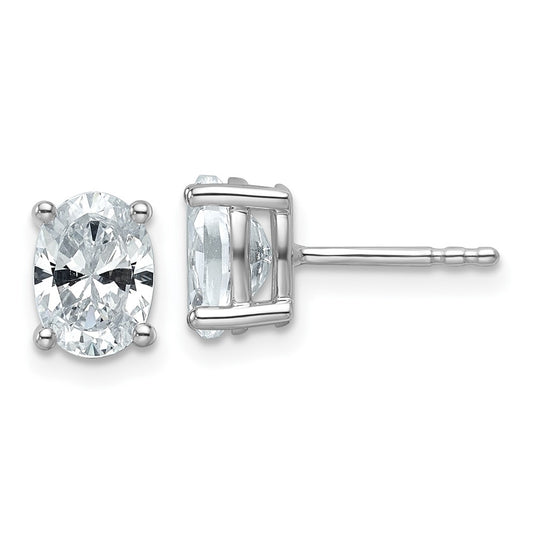 14k White Gold 1 1/2 carat Lab Grown Diamond VS/SI+ G+ Oval Complete Solitare Stud Post Earrings