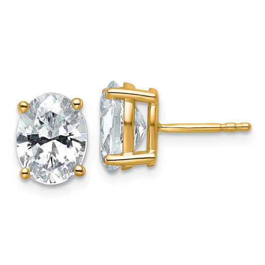 14k Yellow Gold 14k 3 carat Certified Lab Grown Diamond VS/SI+ G+ Oval Complete Solitare Stud Post Earrings