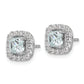 14k White Gold 3/8 Ct. Lab Grown Diamond VS/SI+ G+ March Birthstone Aquamarine Halo Post Earrings