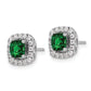 14k White Gold 3/8 Ct. Lab Grown Diamond VS/SI+ G+ May Birthstone Lab Created Emerald Halo Post Earrings