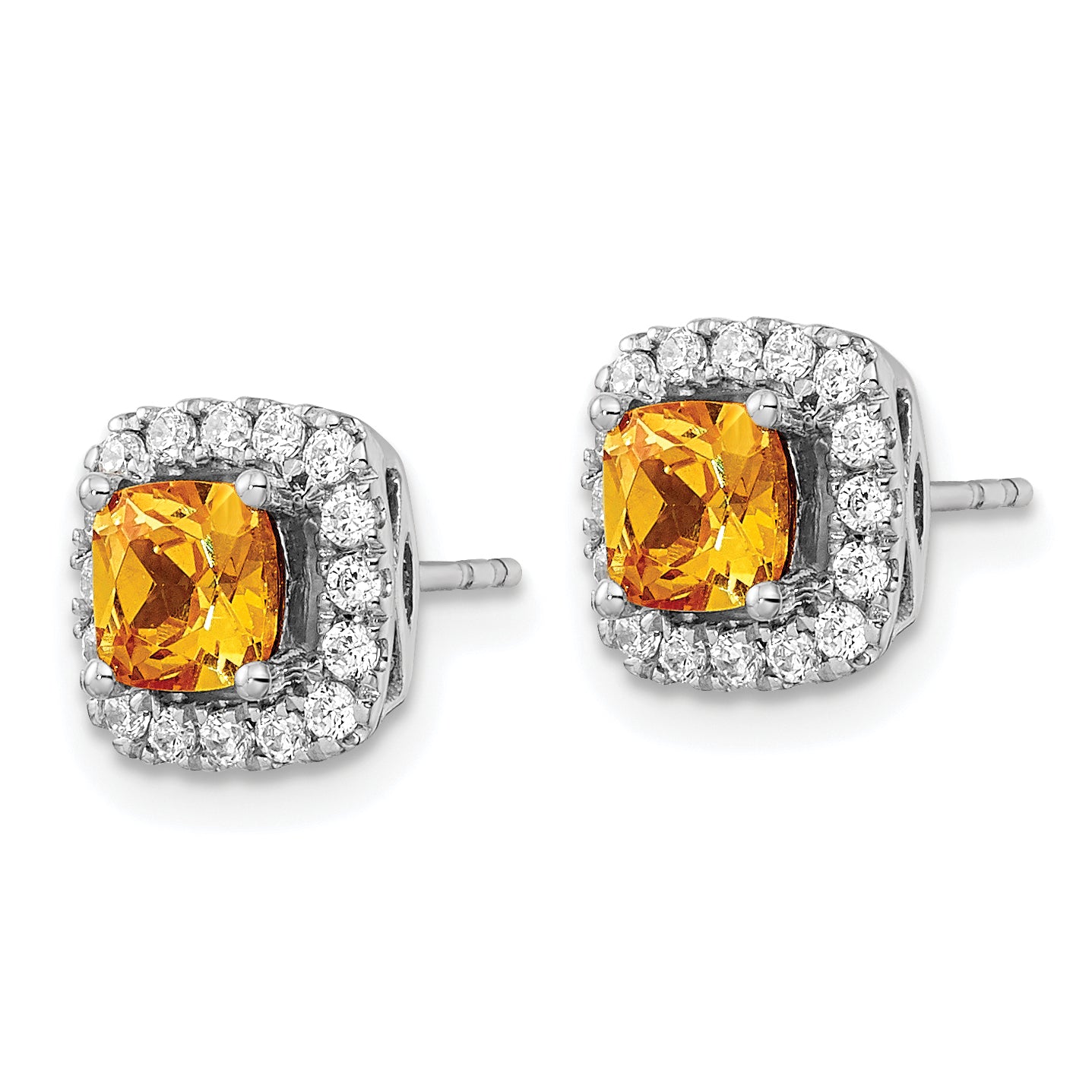 14k White Gold 3/8 Ct. Lab Grown Diamond VS/SI+ G+ November Birthstone Citrine Halo Post Earrings