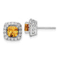 14k White Gold 3/8 Ct. Lab Grown Diamond VS/SI+ G+ November Birthstone Citrine Halo Post Earrings