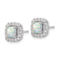 14k White Gold 3/8 Ct. Lab Grown Diamond VS/SI+ G+ October Birthstone Lab Created Opal Halo Post Earrings