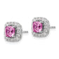 14k White Gold 3/8 Ct. Lab Grown Diamond VS/SI+ G+ October Birthstone Lab Created Pink Sapphire Halo Post Earrings