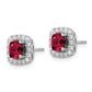 14k White Gold 3/8 carat Lab Grown Diamond VS/SI+ G+ July Birthstone Lab Created Ruby Halo Post Earrings