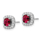 14k White Gold 3/8 Ct. Lab Grown Diamond VS/SI+ G+ July Birthstone Lab Created Ruby Halo Post Earrings